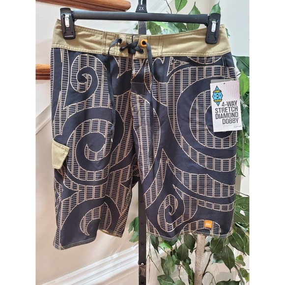 Quicksilver Men Beige & Black Polyester Pull On Stretch Swimwear Shorts Size 32 - Picture 15 of 15